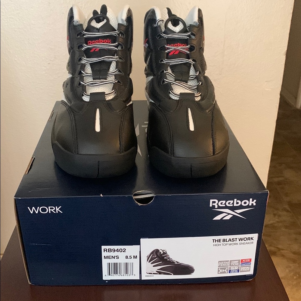 Reebok Men's Black and White High Top Sneakers with composite toe for work